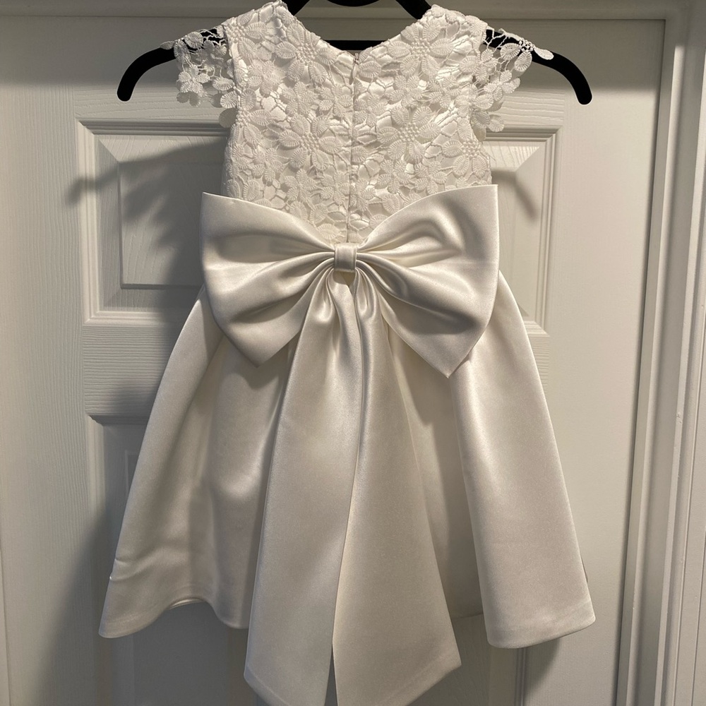 Satin and lace flower girl dress